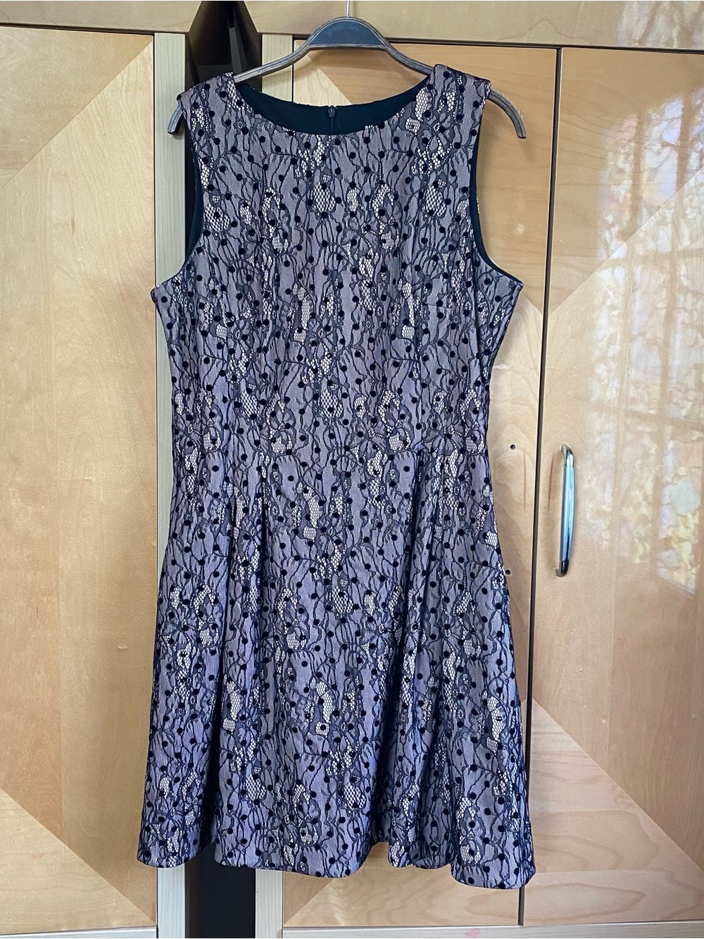 jason wu lace overlay dress size large polka dot Black Blush Pink